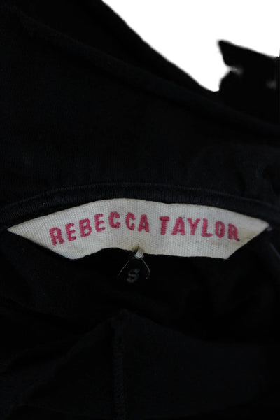 Rebecca Taylor Womens Kaftan Dress Short Sleeve Black Cotton Size S