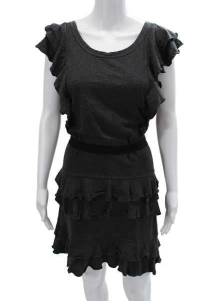 Marc By Marc Jacobs Women Dark Gray Sweater Dress Cotton Short Sleeve Size M