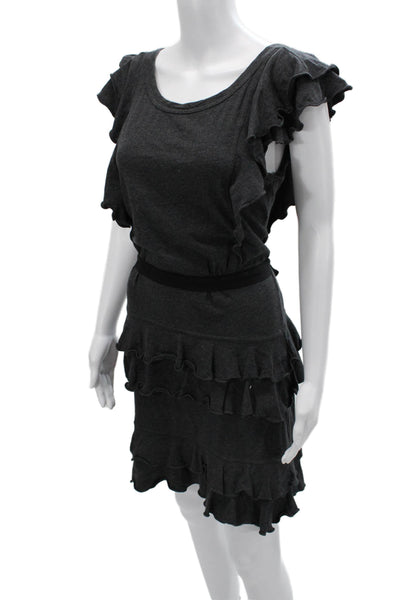Marc By Marc Jacobs Women Dark Gray Sweater Dress Cotton Short Sleeve Size M