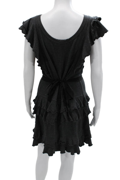 Marc By Marc Jacobs Women Dark Gray Sweater Dress Cotton Short Sleeve Size M