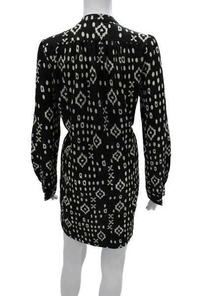 Pam & Gela Womens Shift Dress Black Long Sleeve Geometric Aztec Size M
