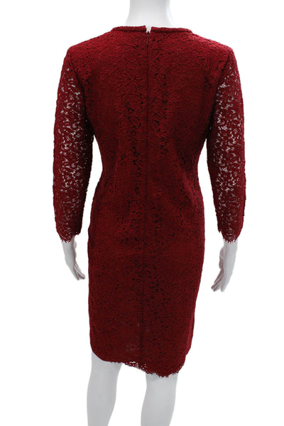 Boden Women Sheath Dress Red 3/4 Sleeve Round Neck Zip Size 6