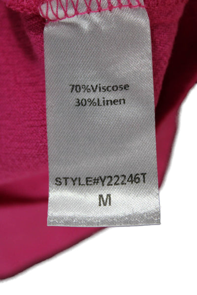 Pomander Place Womens Shift Sundress Pink Square Neck Linen Blend Size M