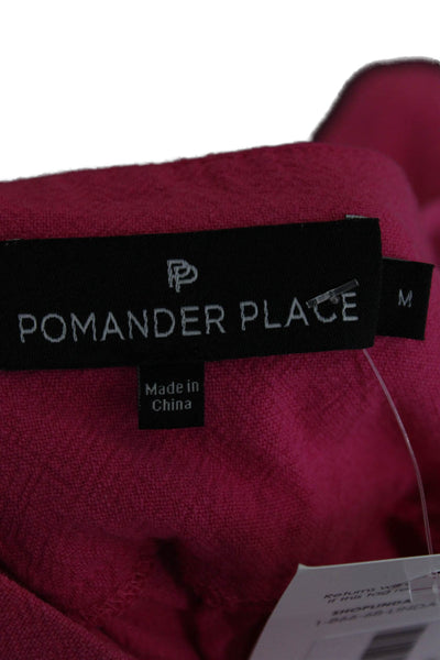 Pomander Place Womens Shift Sundress Pink Square Neck Linen Blend Size M