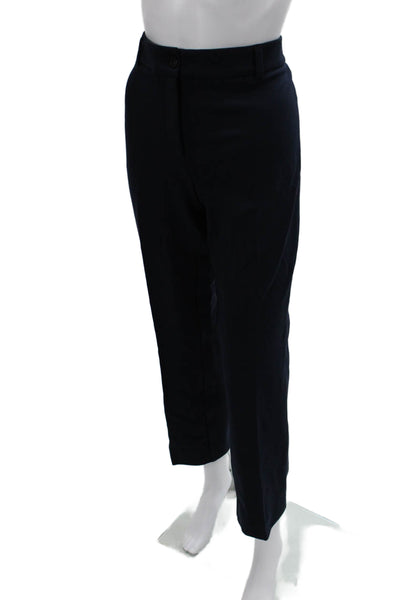 Sharis Place Women Ankle Dress Pants Dark Blue Button Inseam 29 Size 44