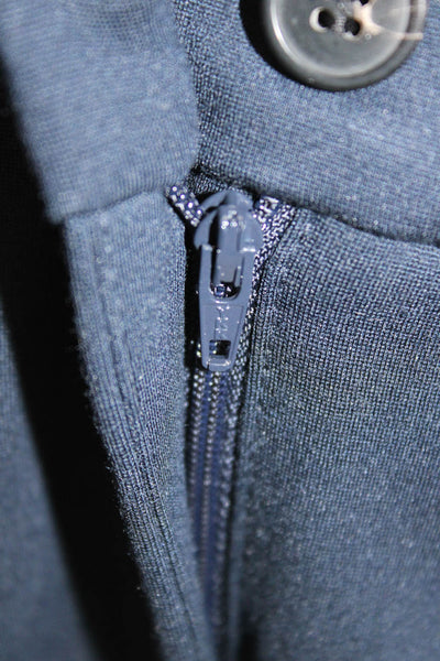 Sharis Place Women Ankle Dress Pants Dark Blue Button Inseam 29 Size 44