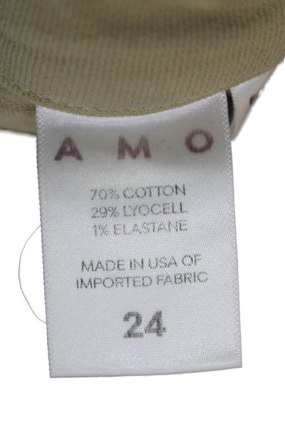 Amo Women Beige Ankle Cropped Khaki Pants Button Size 24