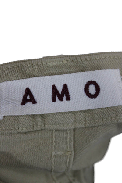 Amo Women Beige Ankle Cropped Khaki Pants Button Size 24