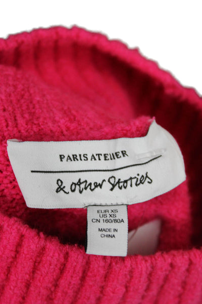 & Other Stories Unisex Pullover Sweater Pink Mock Neck Long Sleeve Size XS