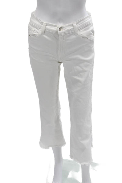 J Brand Womens Cropped White Jeans Button Mid Rise 90s Size 27