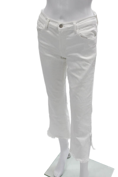 J Brand Womens Cropped White Jeans Button Mid Rise 90s Size 27