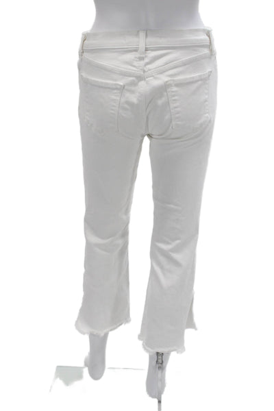 J Brand Womens Cropped White Jeans Button Mid Rise 90s Size 27