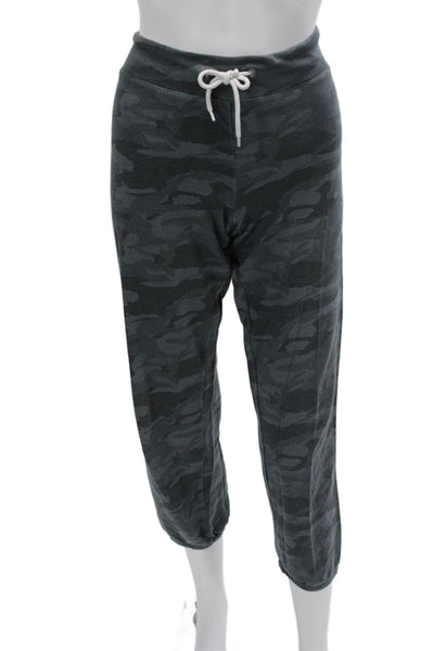 Monrow Unisex Cropped Jogger Sweatpants Dark Gray Camo Drawstring Size M