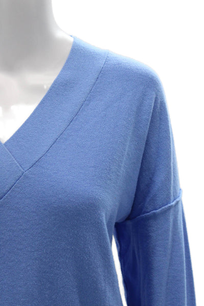 Parrish Unisex Pullover Sweater Blue 100% Cotton V Neck Long Sleeve Size S