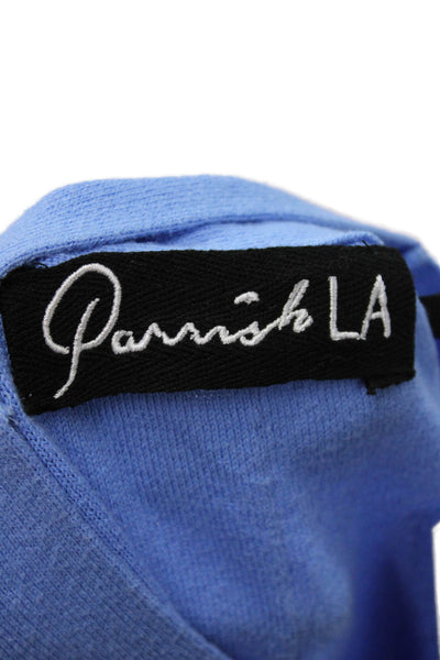 Parrish Unisex Pullover Sweater Blue 100% Cotton V Neck Long Sleeve Size S