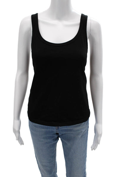Michael Stars Women Basic Black Cotton Sleeveless Round Neck Tank Size S