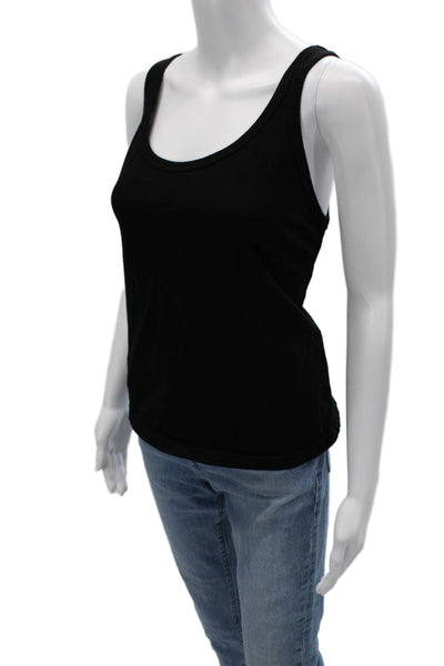 Michael Stars Women Basic Black Cotton Sleeveless Round Neck Tank Size S