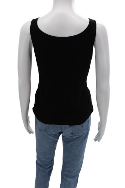 Michael Stars Women Basic Black Cotton Sleeveless Round Neck Tank Size S