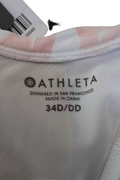 Athleta Women Pink Geometric Beach Swimwear Set Size L