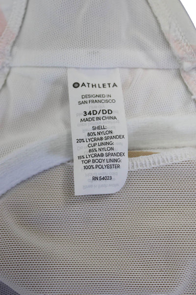 Athleta Women Pink Geometric Beach Swimwear Set Size L