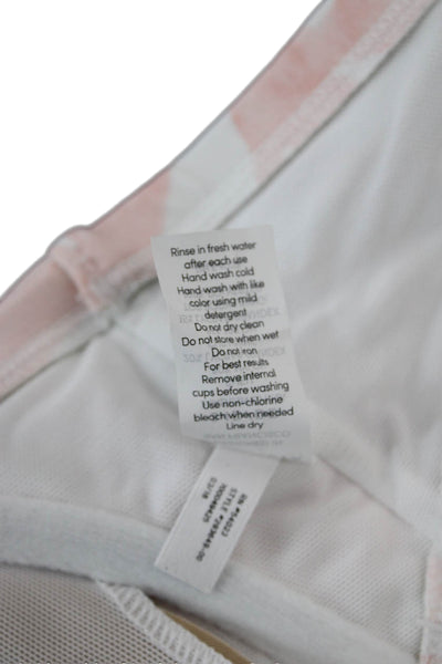 Athleta Women Pink Geometric Beach Swimwear Set Size L