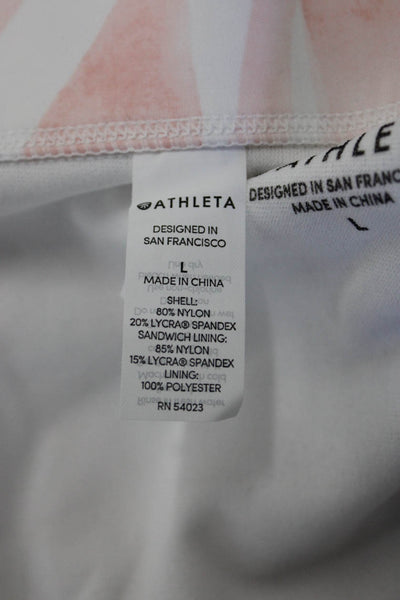 Athleta Women Pink Geometric Beach Swimwear Set Size L