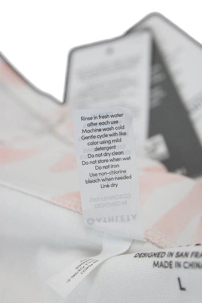 Athleta Women Pink Geometric Beach Swimwear Set Size L