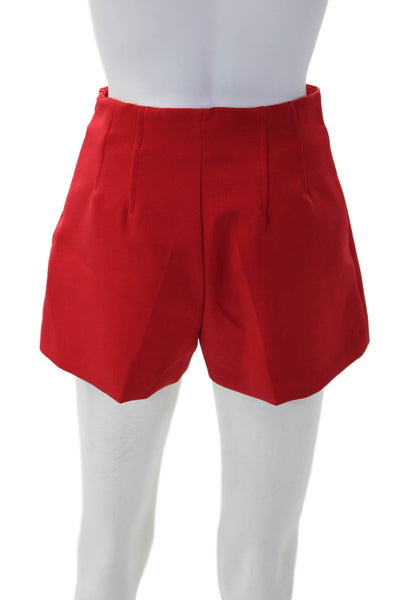 Zara Unisex Red Shorts Polyester Elastane Zip Closure Size XS