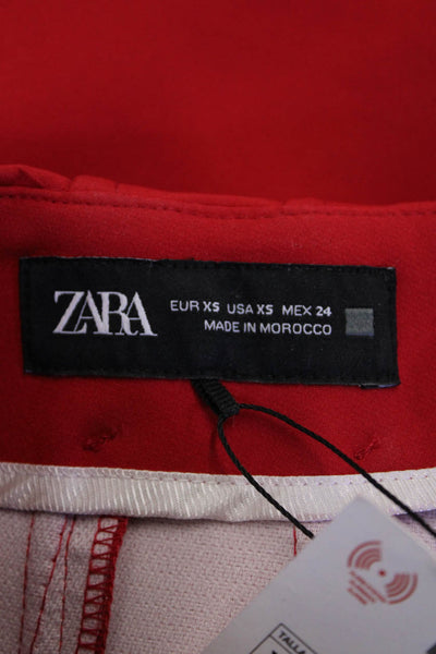 Zara Unisex Red Shorts Polyester Elastane Zip Closure Size XS