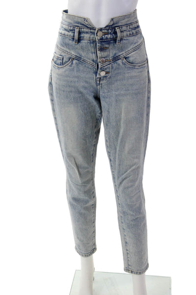 BLANKNYC Womens High Rise Cropped Tapered Ankle Jeans Light Blue Size 27