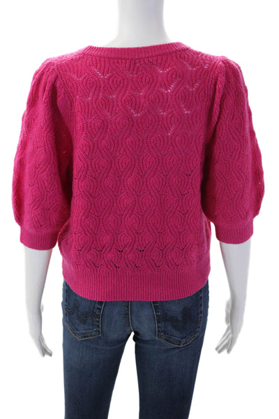 Joie Women Pink Geometric Wool Cashmere Pullover Sweater 3/4 Sleeve Size S