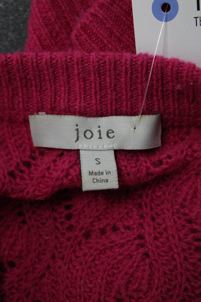 Joie Women Pink Geometric Wool Cashmere Pullover Sweater 3/4 Sleeve Size S
