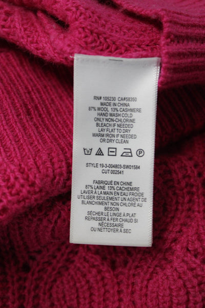 Joie Women Pink Geometric Wool Cashmere Pullover Sweater 3/4 Sleeve Size S