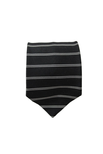 Turnbull & Asser Mens Silk Striped Classic Necktie Black White