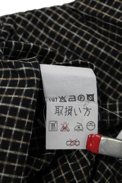 Ermenegildo Zegna Mens Check Cotton Point Collar Button Up Shirt Black Size XL