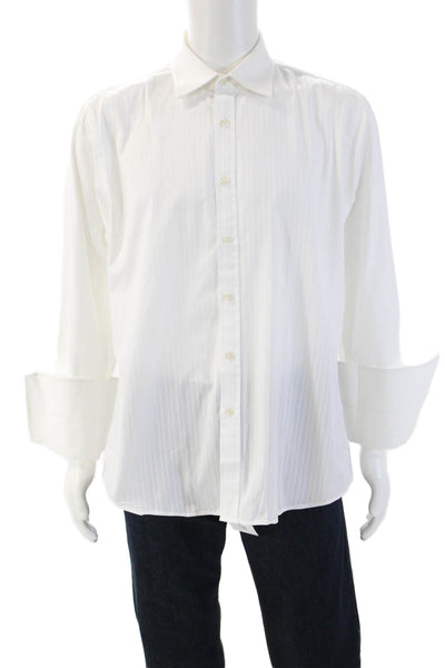 Charles Tyrwhitt Mens Point Striped Cotton Dress Shirt Long Sleeve Size 17