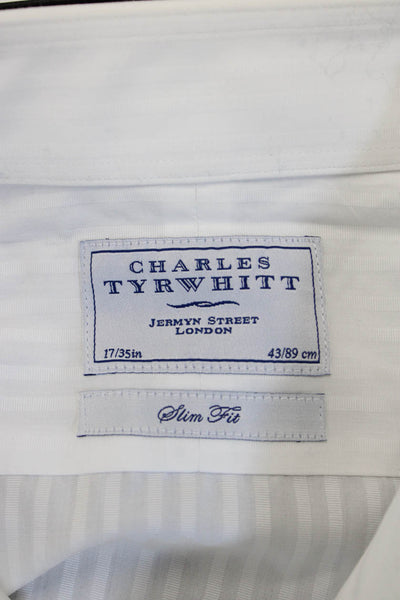 Charles Tyrwhitt Mens Point Striped Cotton Dress Shirt Long Sleeve Size 17