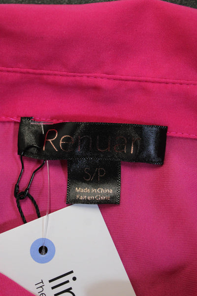 Renuar Women Petite Tunic Button-Up Collared Long Sleeve Pink Polyester Size S