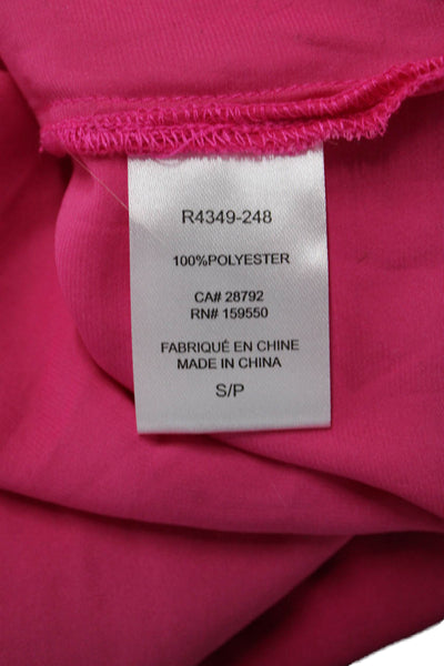 Renuar Women Petite Tunic Button-Up Collared Long Sleeve Pink Polyester Size S