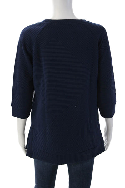Tribal Womens Tunic Sweatshirt Dark Blue Geometric 3/4 Sleeve Petite Size XS
