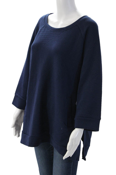 Tribal Womens Tunic Sweatshirt Dark Blue 3/4 Sleeve Geometric Size 2XL