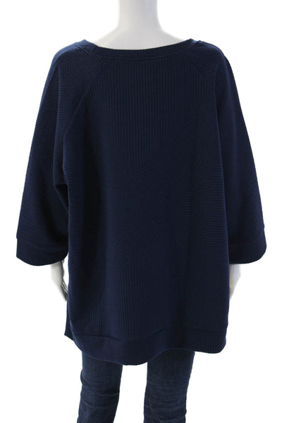 Tribal Womens Tunic Sweatshirt Dark Blue 3/4 Sleeve Geometric Size 2XL