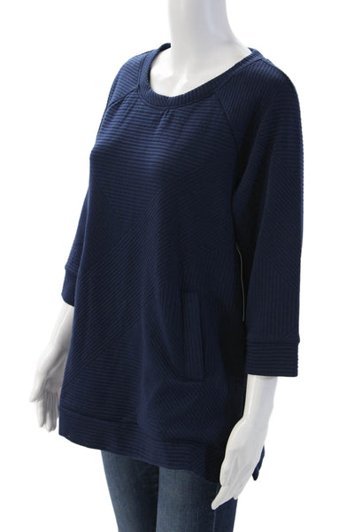 Tribal Womens Pullover Sweatshirt Dark Blue Geometric 3/4 Sleeve Size M