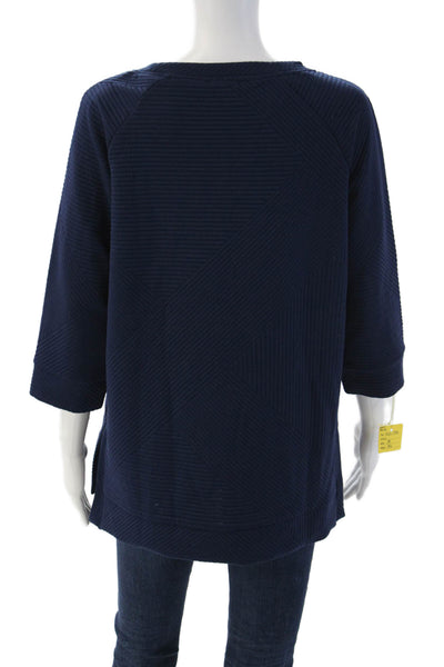 Tribal Womens Pullover Sweatshirt Dark Blue Geometric 3/4 Sleeve Size M