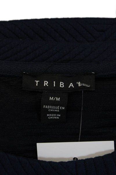 Tribal Womens Pullover Sweatshirt Dark Blue Geometric 3/4 Sleeve Size M