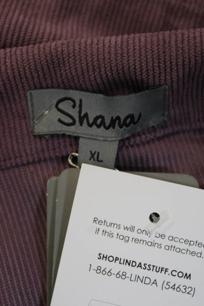 Shana Women Collared Purple Long Sleeve Button Jacket Polyester Spandex Size XL