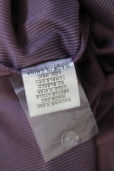 Shana Women Collared Purple Long Sleeve Button Jacket Polyester Spandex Size XL
