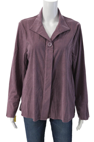 Shana Women Purple Collared Long Sleeve Classic Blazer Size M
