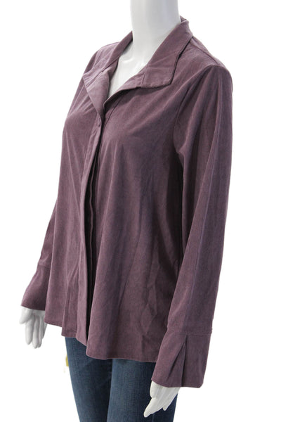 Shana Womens Collared Purple Blazer Button Long Sleeve Classic Size XS