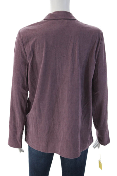 Shana Womens Collared Purple Blazer Button Long Sleeve Classic Size XS